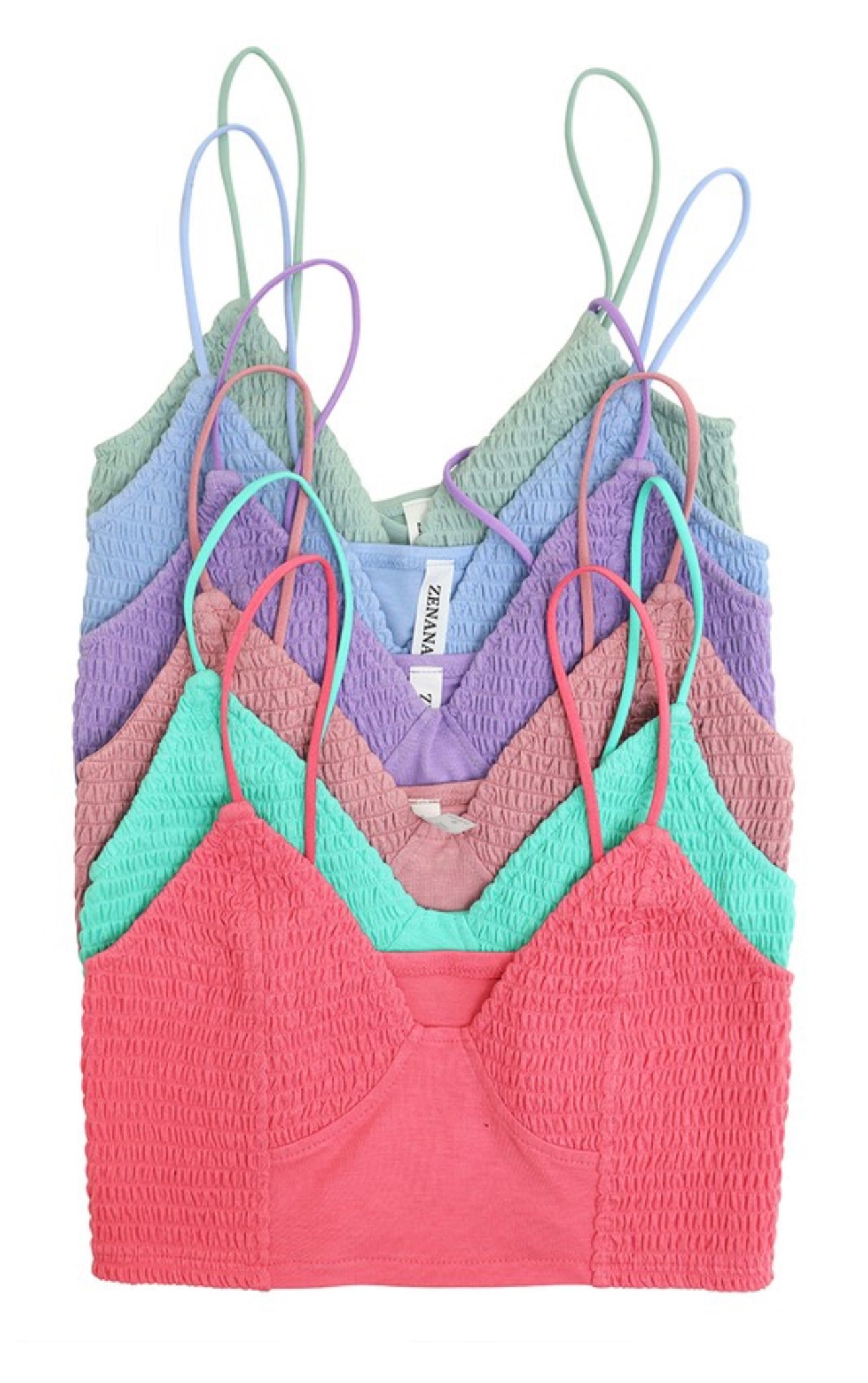 Smocked Charm Bralette in Bright Coral