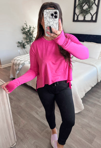 Shark Bite Longsleeve in Barbie Pink