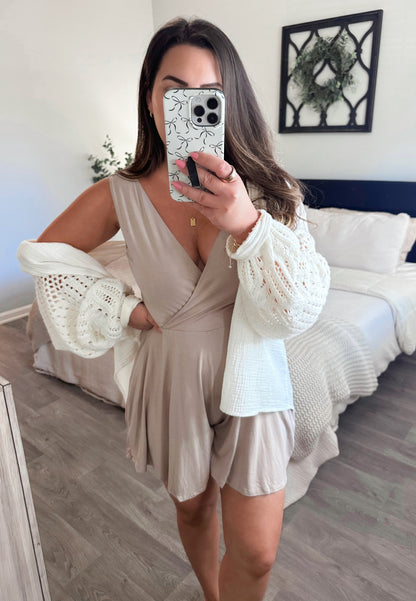 Soft Serenity Romper in Taupe