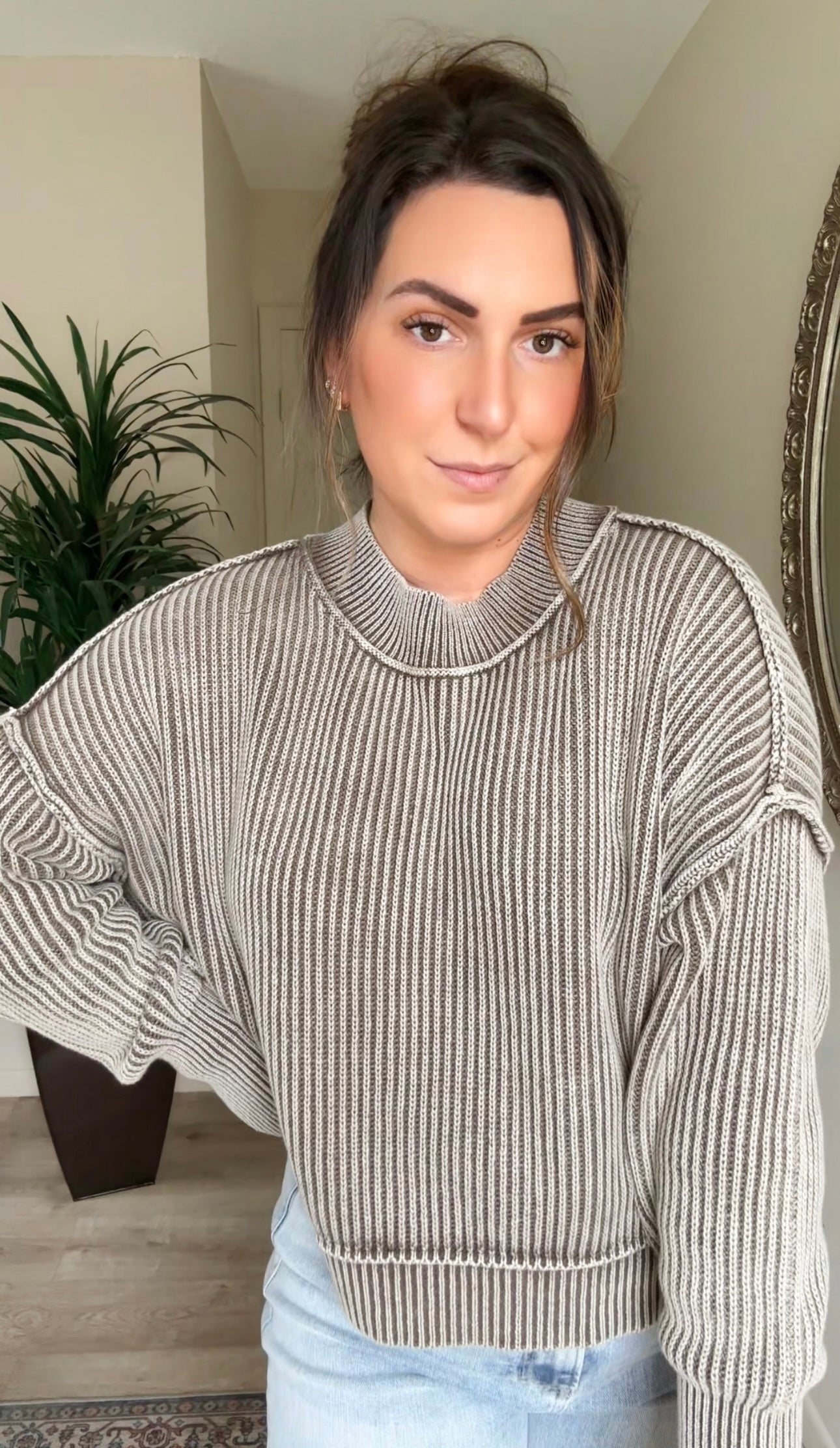 Hayden Ribbed Sweater in Light Mocha