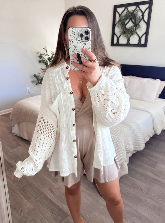 Wanderlust Button Down in Off White